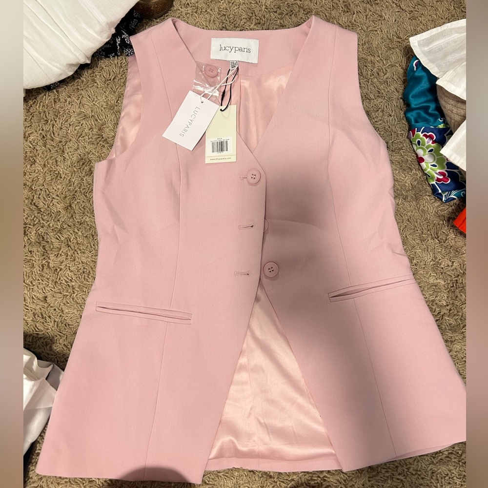 Lucy Paris Pink Sleeveless Blazer